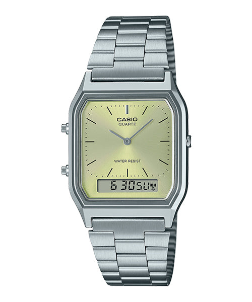 Reloj Vintage correa de Acero inoxidable AQ-230A-9A