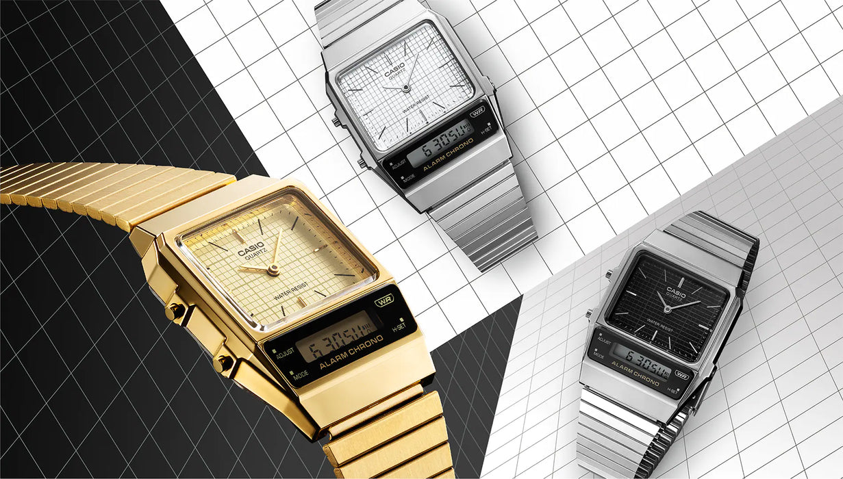 Reloj Vintage correa de Acero inoxidable AQ-800E-7A