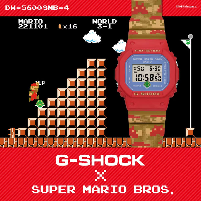 Edición especial Super Mario Brothers reloj G-Shock deportivo correa de resina DW-5600SMB-4