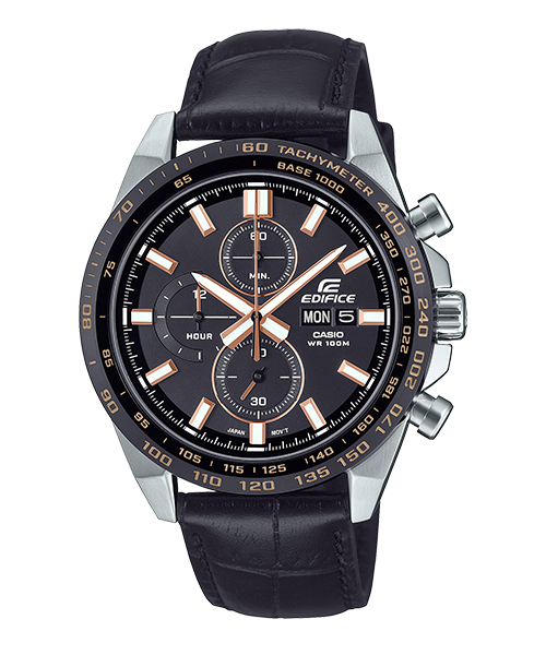 Reloj Edifice casual correa de cuero EFR-574BL-1AV