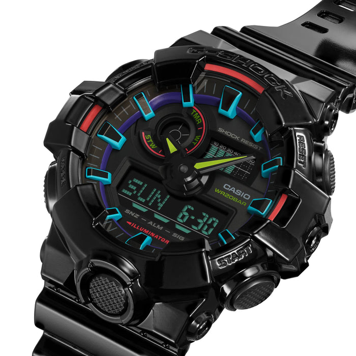 Reloj G-shock edición Virtual Rainbow correa de resina GA-700RGB-1A