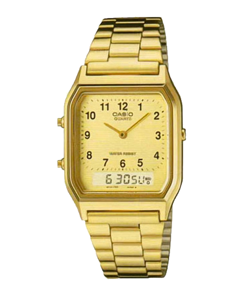 Reloj Vintage casual correa de acero inoxidable AQ-230GA-9B
