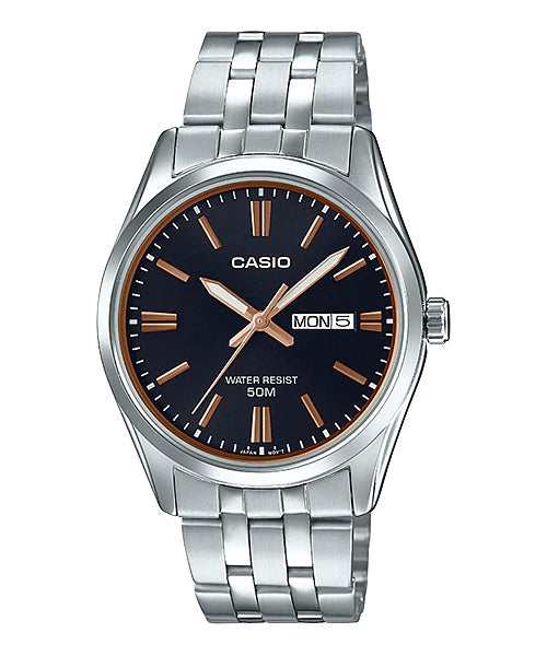 Reloj casual correa de acero inoxidable MTP-1335D-1A2V